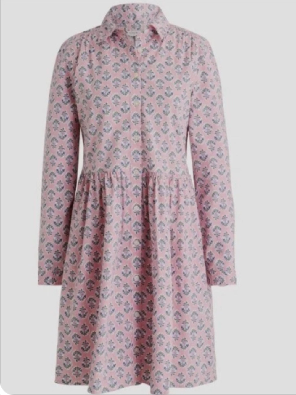 J. Crew Factory Women's Cotton Mini Shirt Dress - Pink Block Print